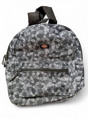 DICKIES gray & black geometric patterned backpack. Large compartment is lined.
